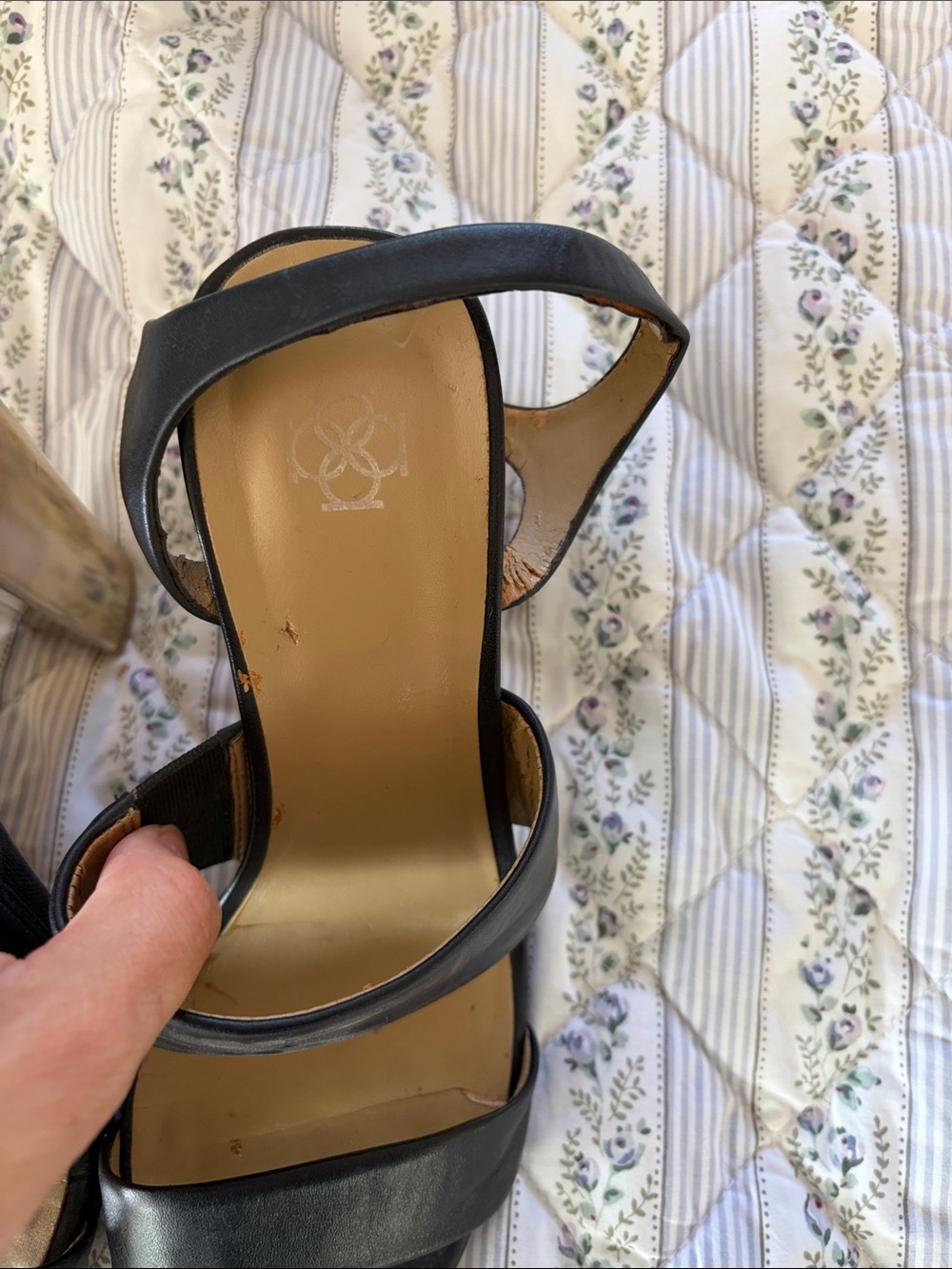 Ann Taylor navy Leather Strappy Block Heels - Picture 5 of 13